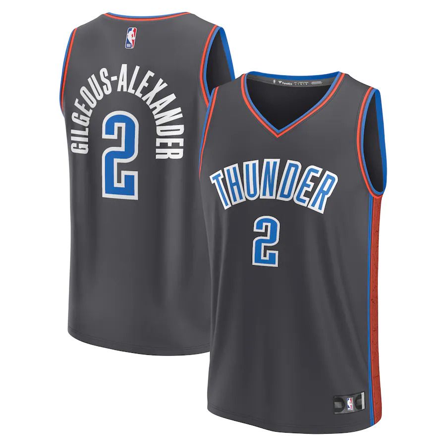 Men Oklahoma City Thunder 2 Shai Gilgeous-Alexander Fanatics Branded Black City Edition 2022-23 Fastbreak NBA Jersey